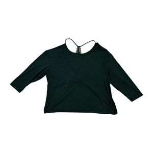 SHEIN Curve 2XL Forest Green Wrap Back Top | Lace Detail 3/4 Sleeve Blouse